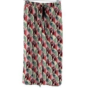 WEEK& Art Deco Parrot Print Beach Swim Cover Up Cropped High Waisted Pants Med.